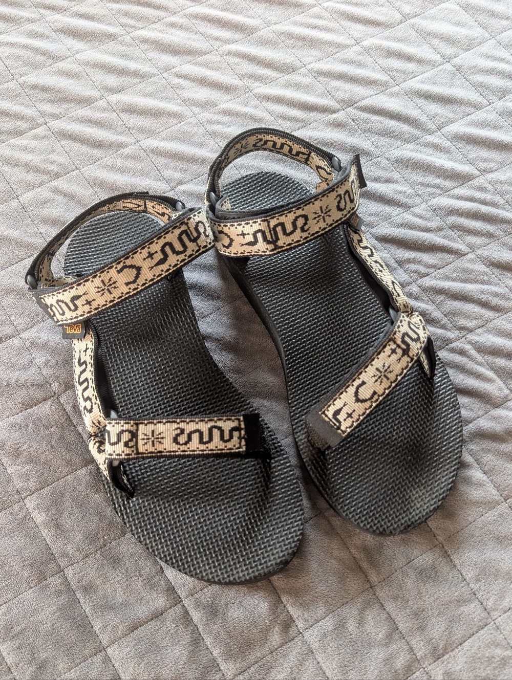 Teva Beige and Black Woven-Strap Sandals